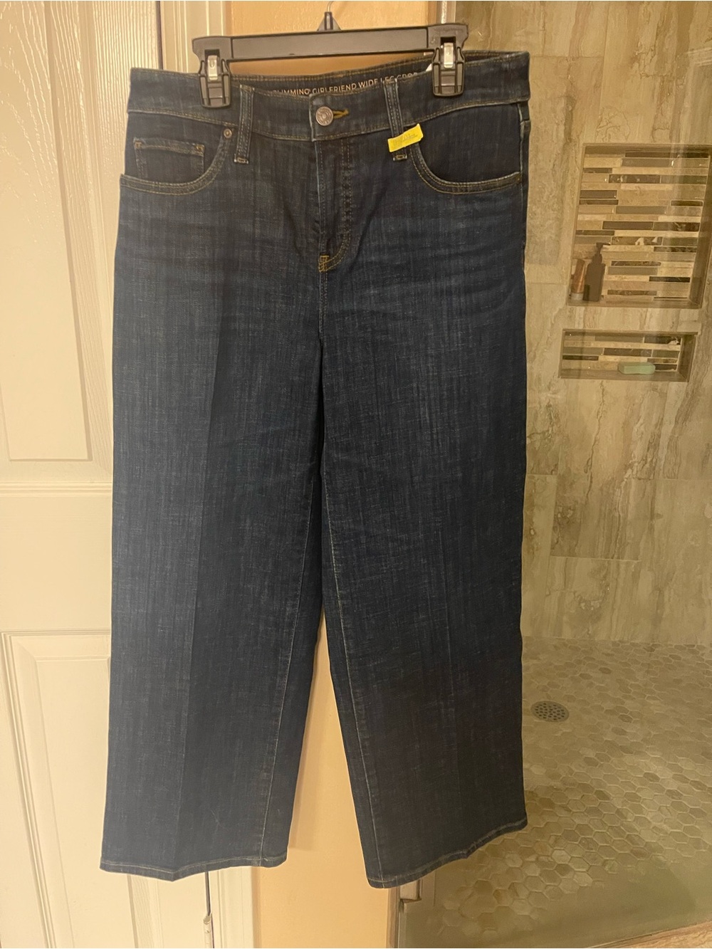 Chico's Dark Indigo Girlfriend Wide Leg Crop Jeans